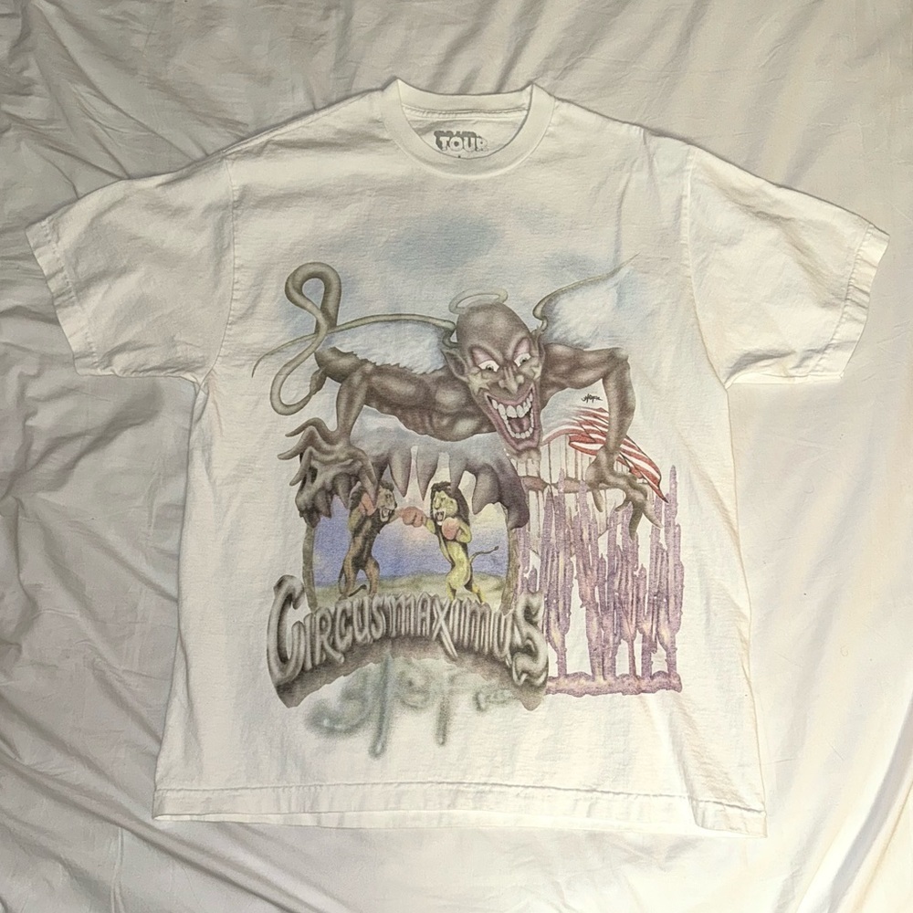 Travis Scott‎ Circus Maximus Utopia Tour 2023 White Graphic T-Shirt Mens Large